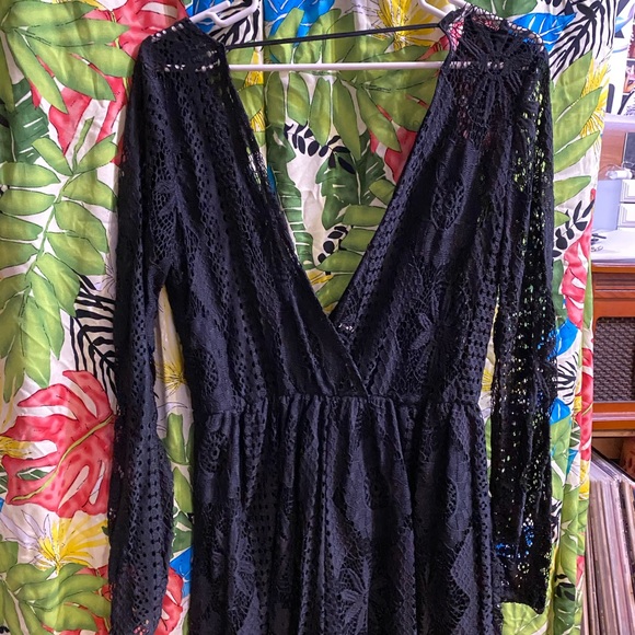 Sheer Sexy Black Lace Romper Playsuit Open Back - Picture 3 of 7